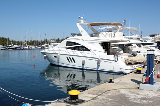 harbor with yacht summer vacation scene