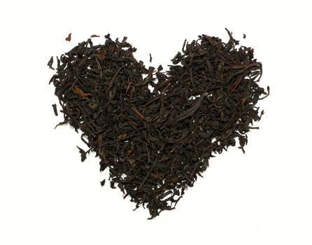 Tea heart isolated on the white background