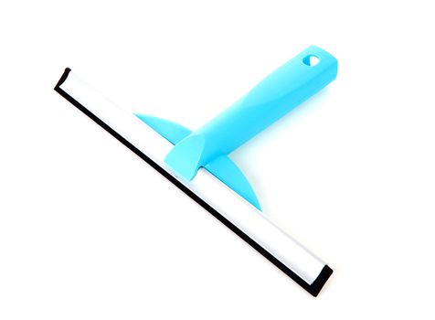 blue plastic window cleaner over white background