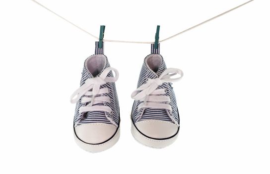 small baby sport shoes on white background