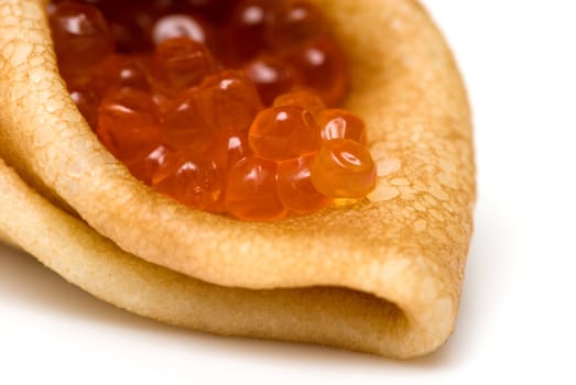 pancakes with red caviar