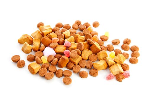 Typical Dutch sweets: pepernoten over white background