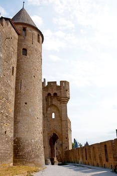 the ancient castle of carcasonne in france