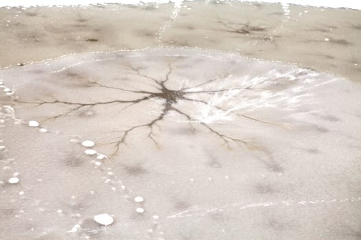 Winter hole in ice in closeup