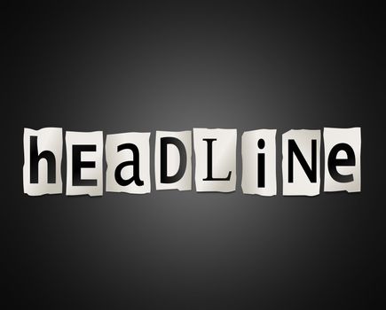 Illustration depicting cutout printed letters arranged to form the word headline.