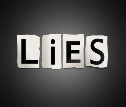 Illustration depicting cutout printed letters arranged to form the word lies.