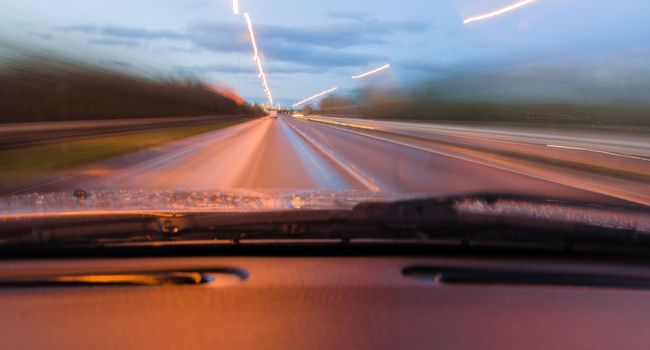 View through a car windscreen