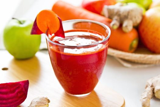 Fresh Beetroot with Carrot,apple,and ginger juice