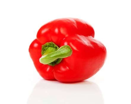 One red paprika isolated on white background