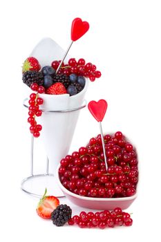 Healthy fresh red fruit over white background