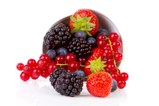 Healthy fresh red fruit over white background