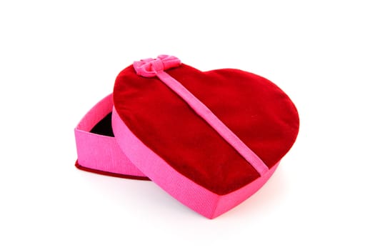 Box in shape of heart over white background