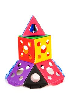 colorful plastic play toy over white background