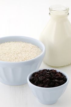 Delicious rice pudding ingredients, used to make one of the most famous and delicious desserts ever.