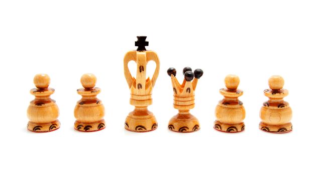 king and queen chess pawn isolated on white background