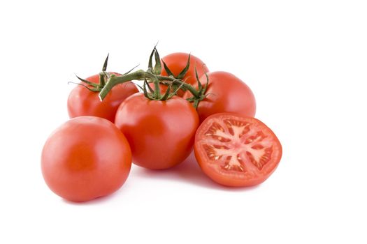 Bunch of red fresh tomatoes isolated on white background, vegetables