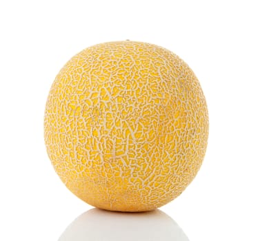 Fresh yellow cantaloupe melon isolated on white background