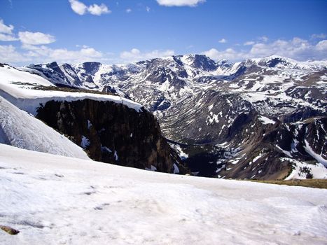 View of mountain range in Winter Beartooth Highway Montana USA