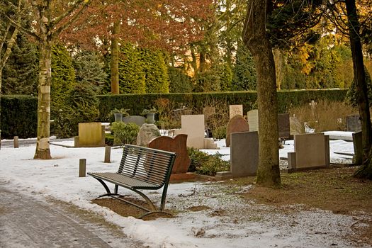 graveyard in the middle of the winter, covered with snow