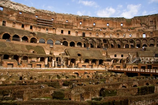 Inside of the closseum in Rome, Italy