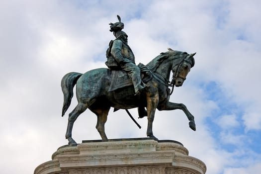 Statue of Vittorio Emanuele on Piazza Venezia in Rome, Italy.