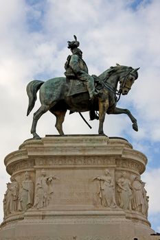 Statue of Vittorio Emanuele on Piazza Venezia in Rome, Italy.