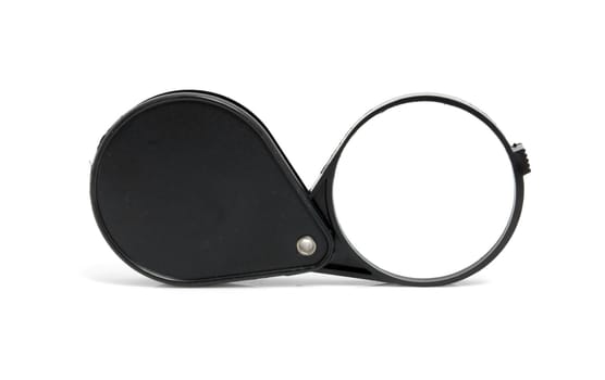 black magnifying glass isolated on white background