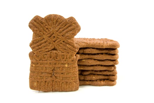 Dutch speculaas biscuit cake isolated on white background
