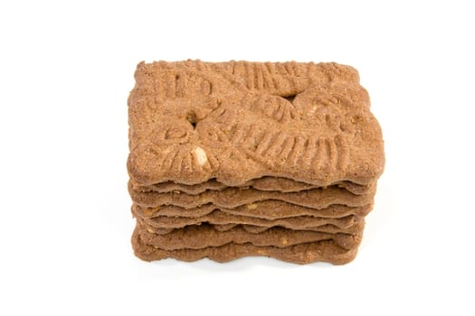 Dutch speculaas biscuit cake isolated on white background