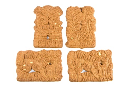 Dutch speculaas biscuit cake isolated on white background