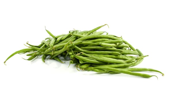 raw green beans vegetables isolated on white background