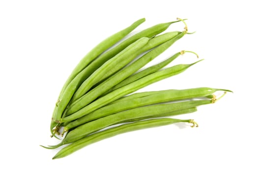 raw green beans vegetables isolated on white background
