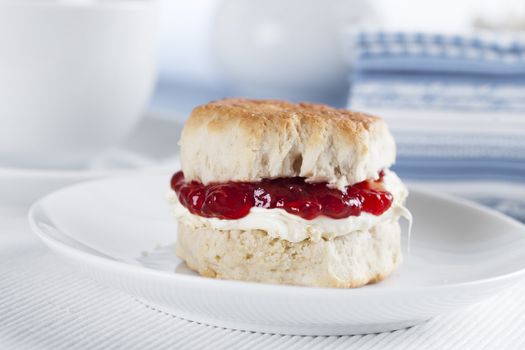English scone with clotted cream and Jam