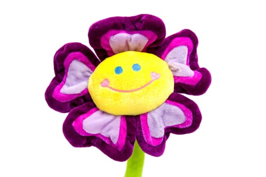 children's flower made out of fabric isolated on white background