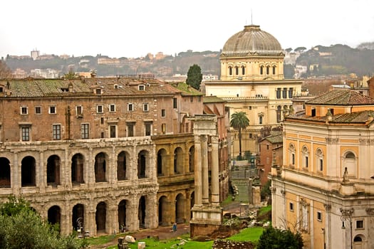 View over old buildings in Rome, Italy