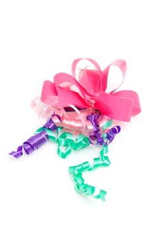 colorful curly streamers isolated on white background