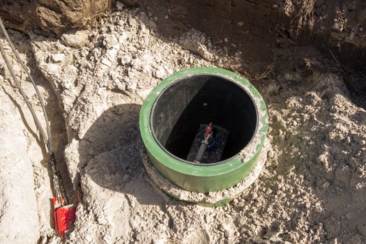 water supply well. new street construction