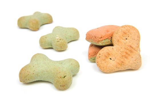 Funny shaped dog cookies isolated on white background