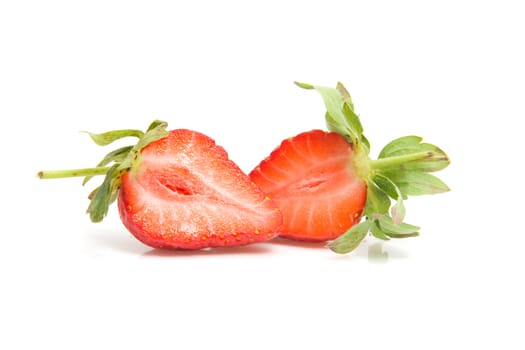 Sliced fresh strawberry isolated on white background