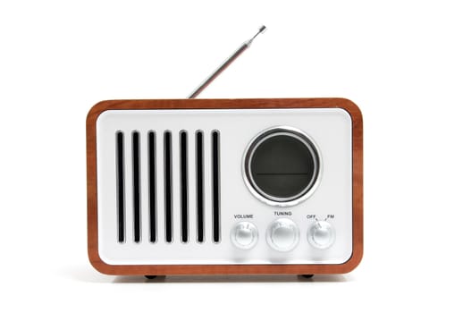 Old fashioned radio isolated on white background