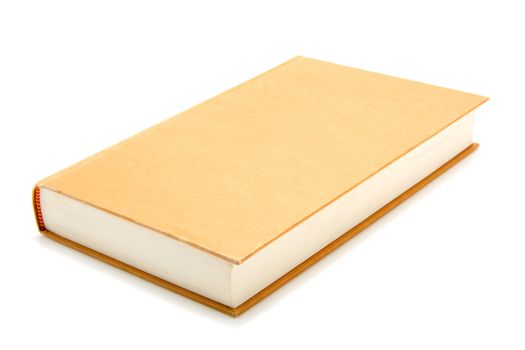 One brown book, you see the front with empty cover, isolated on white background