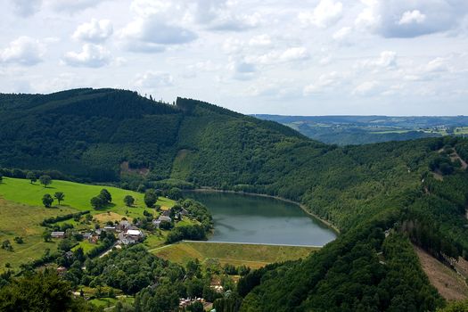 Landscape of Coo, Belgium with mountains and lake