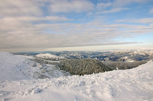 Winter in mountains, Ceahlau mountains in Romania