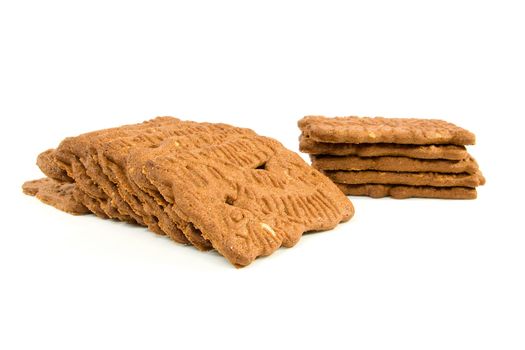 Dutch speculaas biscuit cake isolated on white background