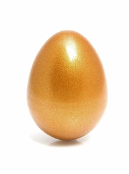 Golden chicken easter egg isolated on white background