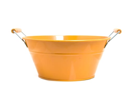 Empty brown bucket isolated on white background