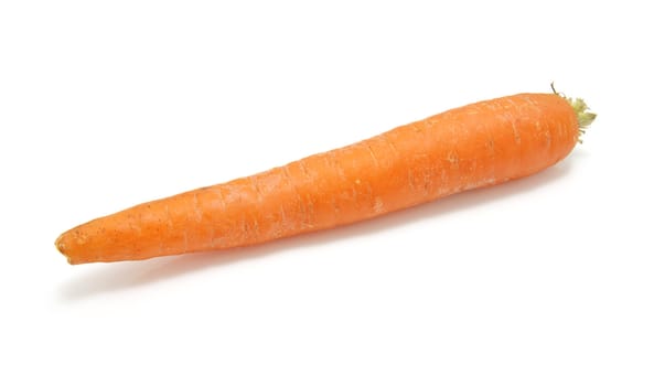 One single fresh carrot isolated on white background