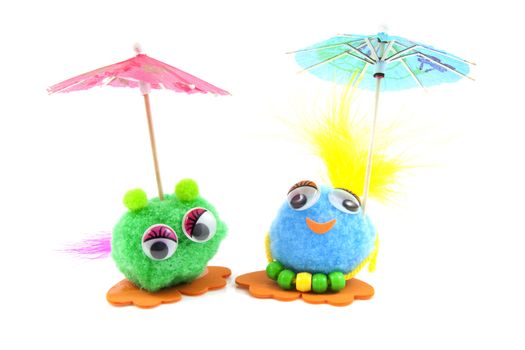 toy hand made by children over white background