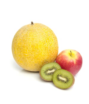Fresh healthy fruits over white background