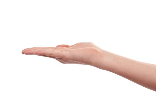 Open empty kids hand over white background